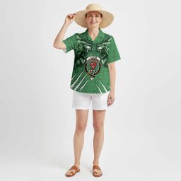 Currie Tartan Crest Hawaiian Shirt Ferocious Lion Style