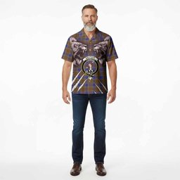 Balfour Tartan Crest Hawaiian Shirt Ferocious Lion Style