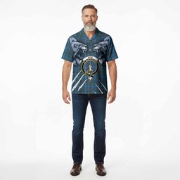 Bain Tartan Crest Hawaiian Shirt Ferocious Lion Style