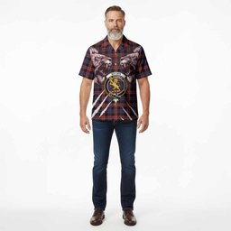 Brown (Broun) Tartan Crest Hawaiian Shirt Ferocious Lion Style