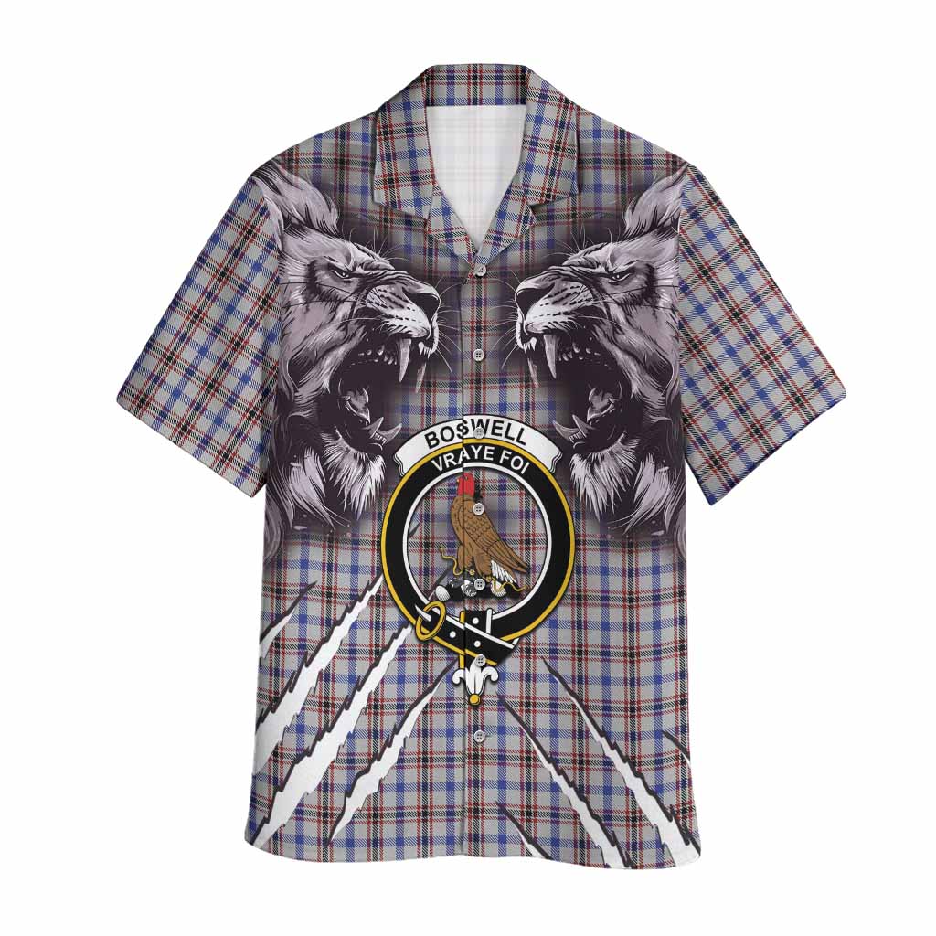 Boswell Tartan Crest Hawaiian Shirt Ferocious Lion Style