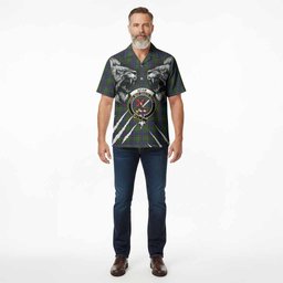 Adam Tartan Crest Hawaiian Shirt Ferocious Lion Style