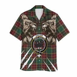 Baxter Tartan Crest Hawaiian Shirt Ferocious Lion Style