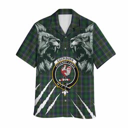 Cockburn Tartan Crest Hawaiian Shirt Ferocious Lion Style