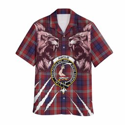Ainslie Tartan Crest Hawaiian Shirt Ferocious Lion Style
