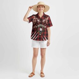 Cunningham Tartan Crest Hawaiian Shirt Ferocious Lion Style