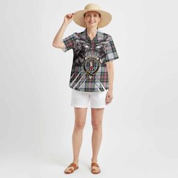 Dennistoun Tartan Crest Hawaiian Shirt Ferocious Lion Style
