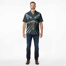 Colquhoun Tartan Crest Hawaiian Shirt Ferocious Lion Style