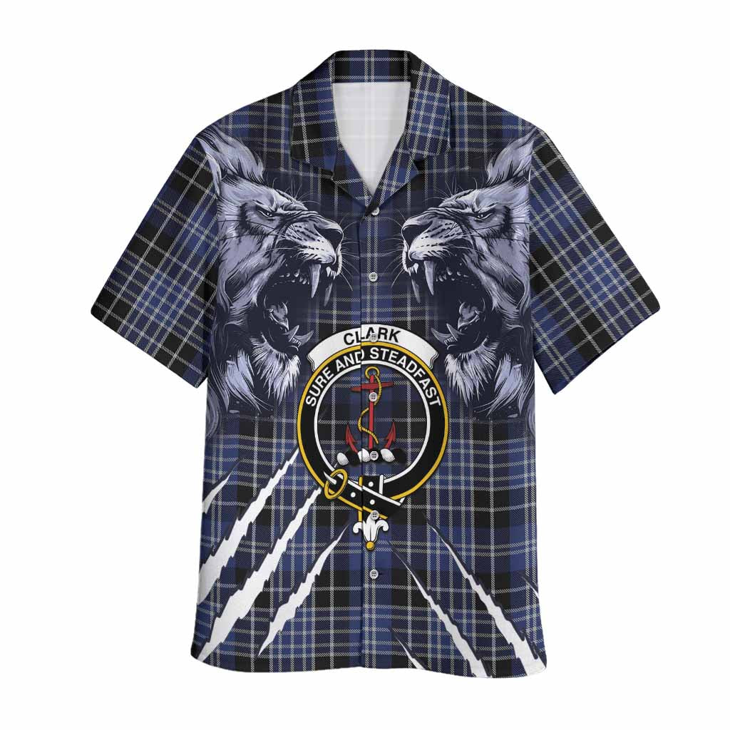 Clark (Clarke) Tartan Crest Hawaiian Shirt Ferocious Lion Style