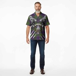 Dalrymple Tartan Crest Hawaiian Shirt Ferocious Lion Style