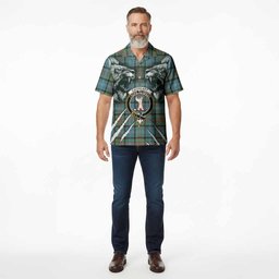 Cathcart Tartan Crest Hawaiian Shirt Ferocious Lion Style