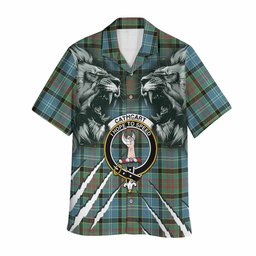 Cathcart Tartan Crest Hawaiian Shirt Ferocious Lion Style