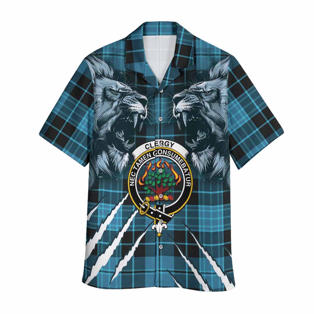 Clergy Tartan Crest Hawaiian Shirt Ferocious Lion Style