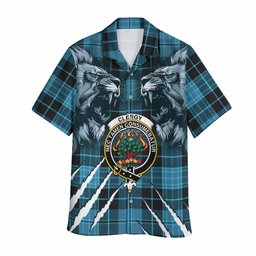 Clergy Tartan Crest Hawaiian Shirt Ferocious Lion Style