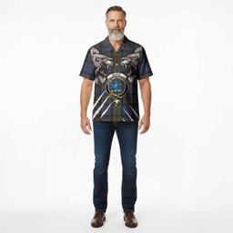 Bowie Tartan Crest Hawaiian Shirt Ferocious Lion Style
