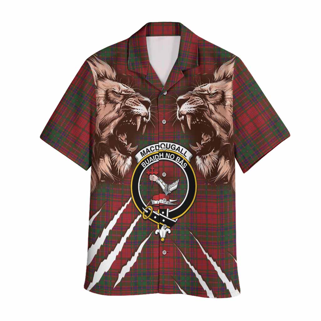 MacDougall (McDougall) Tartan Crest Hawaiian Shirt Ferocious Lion Style