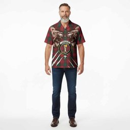 Chisholm Tartan Crest Hawaiian Shirt Ferocious Lion Style