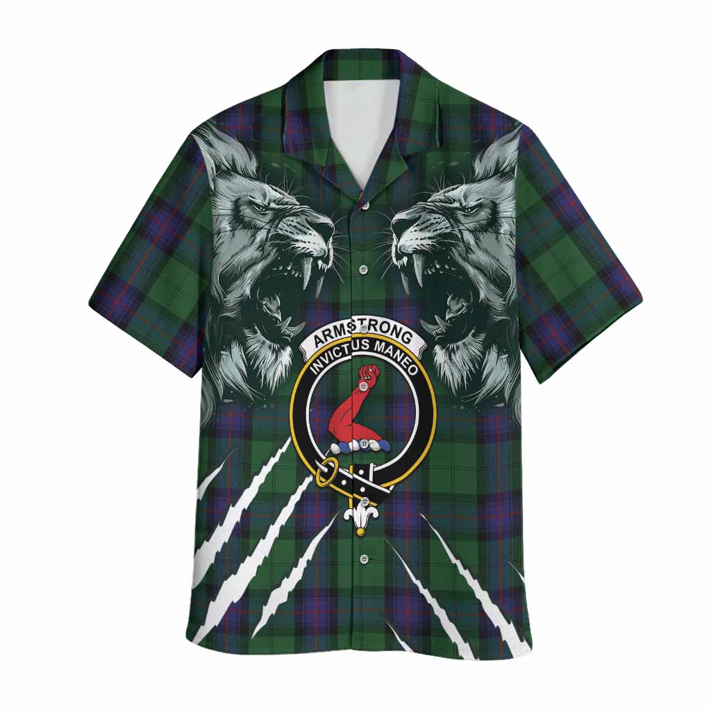 Armstrong Tartan Crest Hawaiian Shirt Ferocious Lion Style