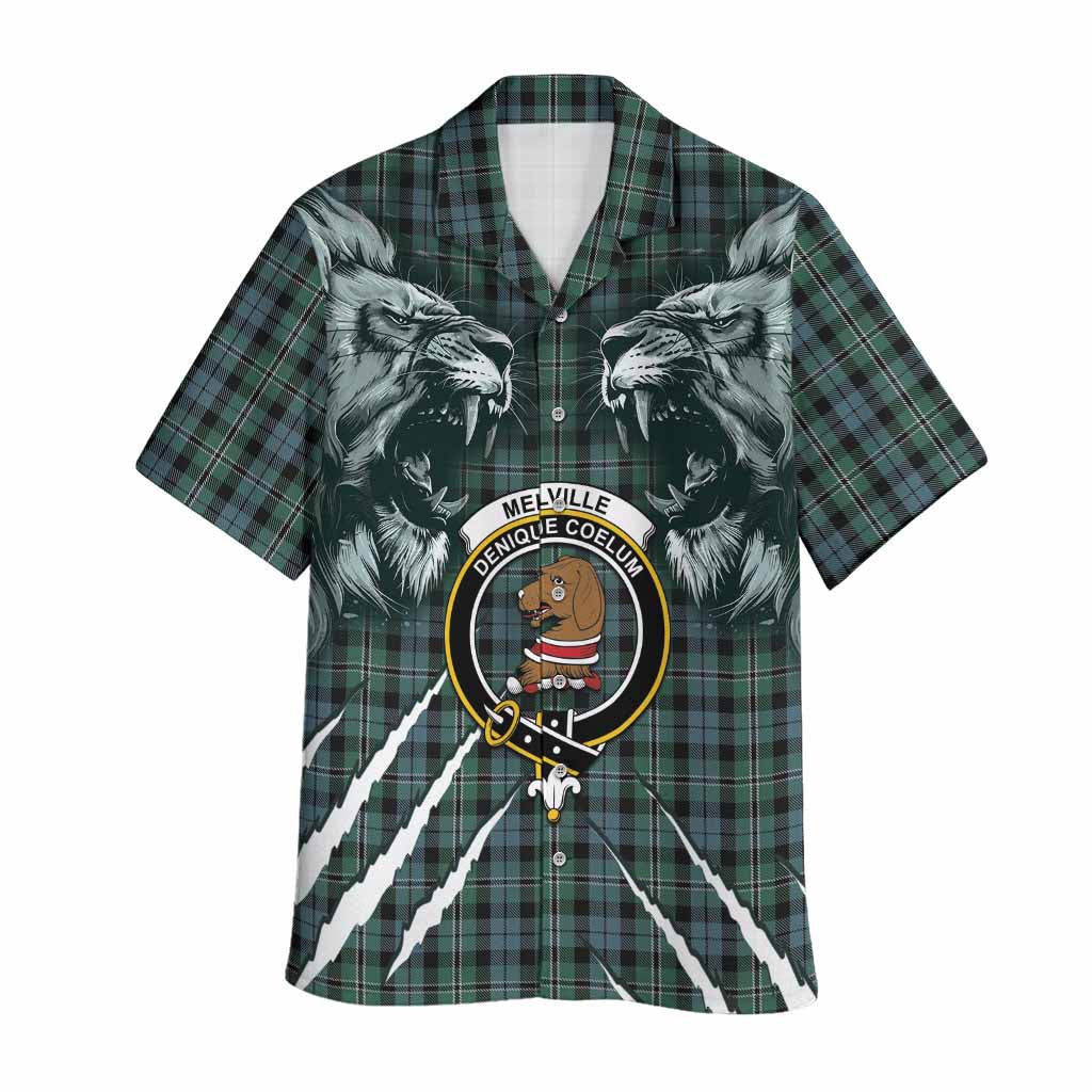 Melville Tartan Crest Hawaiian Shirt Ferocious Lion Style