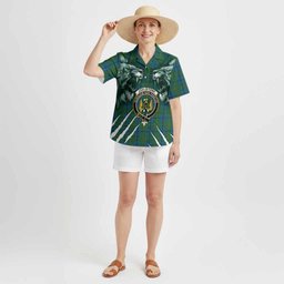 Johnstone (Johnston) Tartan Crest Hawaiian Shirt Ferocious Lion Style