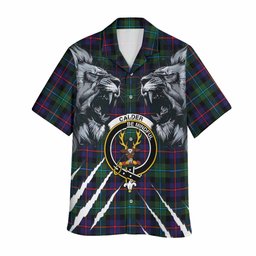 Calder Tartan Crest Hawaiian Shirt Ferocious Lion Style