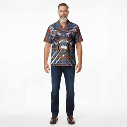 Bethune Tartan Crest Hawaiian Shirt Ferocious Lion Style