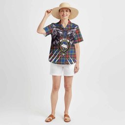 Bethune Tartan Crest Hawaiian Shirt Ferocious Lion Style