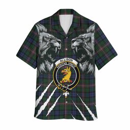 Allison Tartan Crest Hawaiian Shirt Ferocious Lion Style