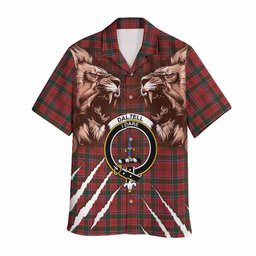Dalzell (Dalziel) Tartan Crest Hawaiian Shirt Ferocious Lion Style