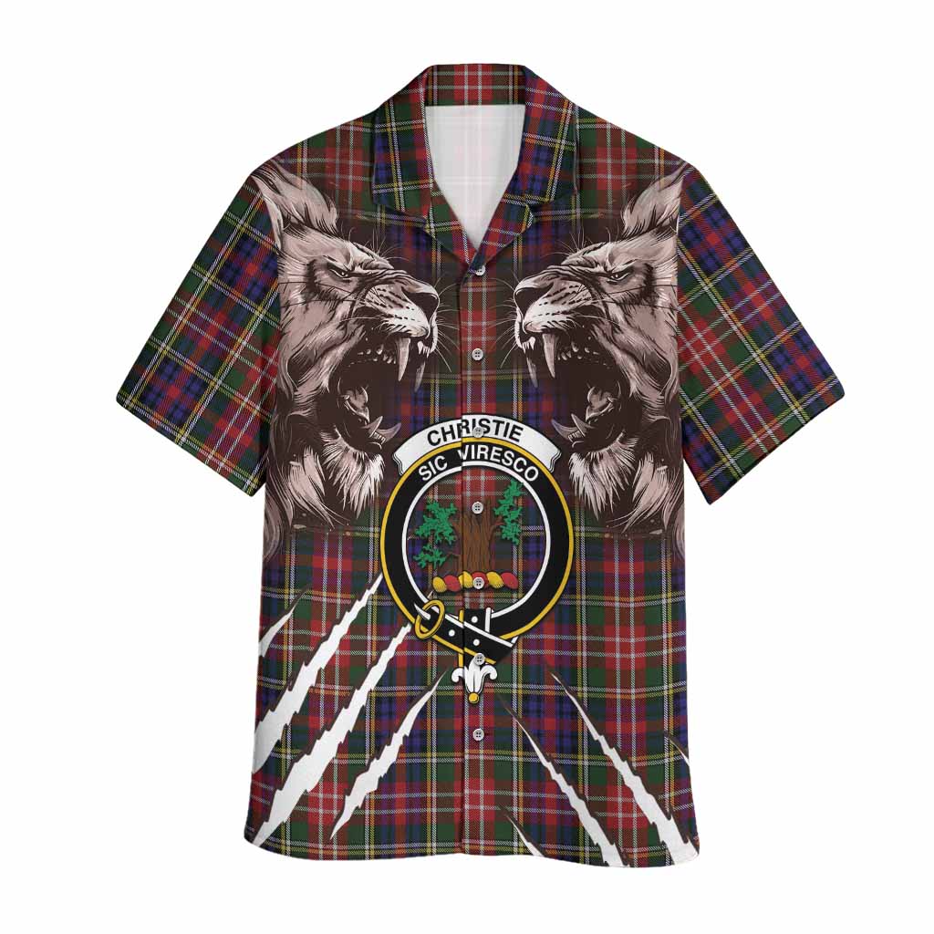 Christie Tartan Crest Hawaiian Shirt Ferocious Lion Style