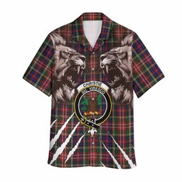 Christie Tartan Crest Hawaiian Shirt Ferocious Lion Style