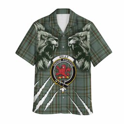 Kelly Tartan Crest Hawaiian Shirt Ferocious Lion Style