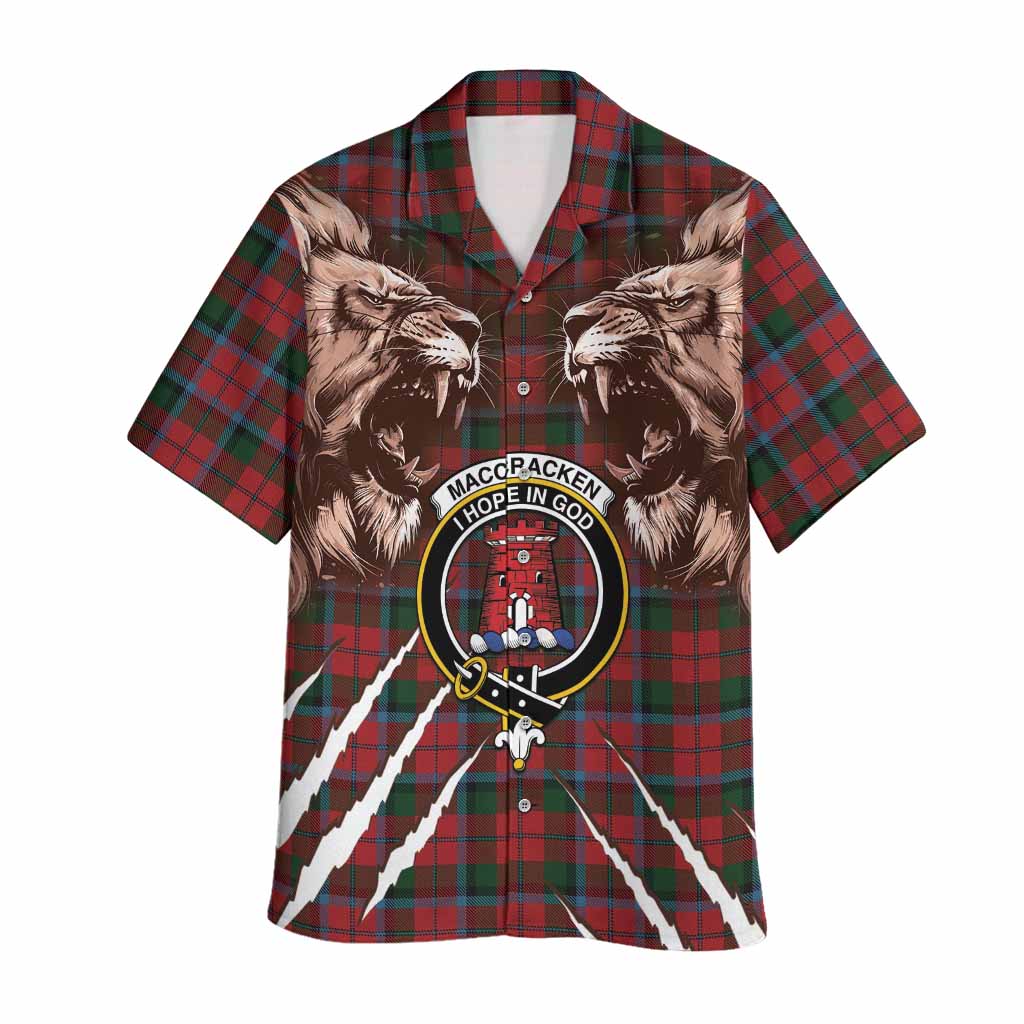 MacCracken (McCracken) Tartan Crest Hawaiian Shirt Ferocious Lion Style