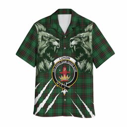 Lundin Tartan Crest Hawaiian Shirt Ferocious Lion Style