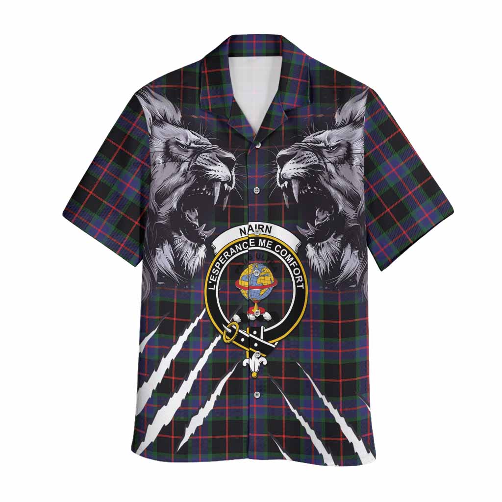 Nairn Tartan Crest Hawaiian Shirt Ferocious Lion Style