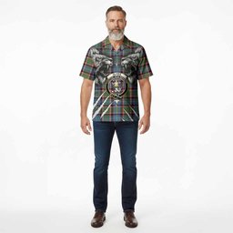 Glass Tartan Crest Hawaiian Shirt Ferocious Lion Style