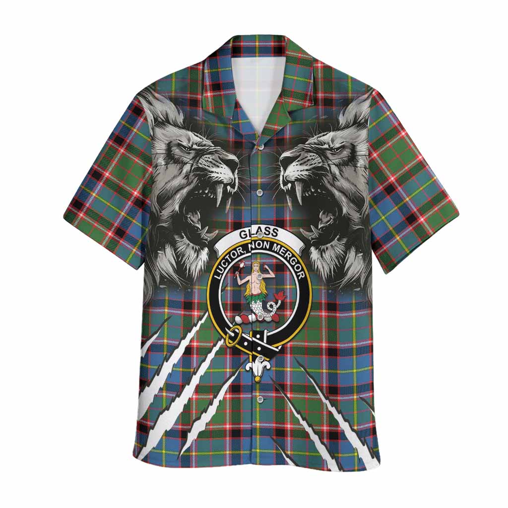 Glass Tartan Crest Hawaiian Shirt Ferocious Lion Style