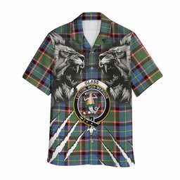 Glass Tartan Crest Hawaiian Shirt Ferocious Lion Style