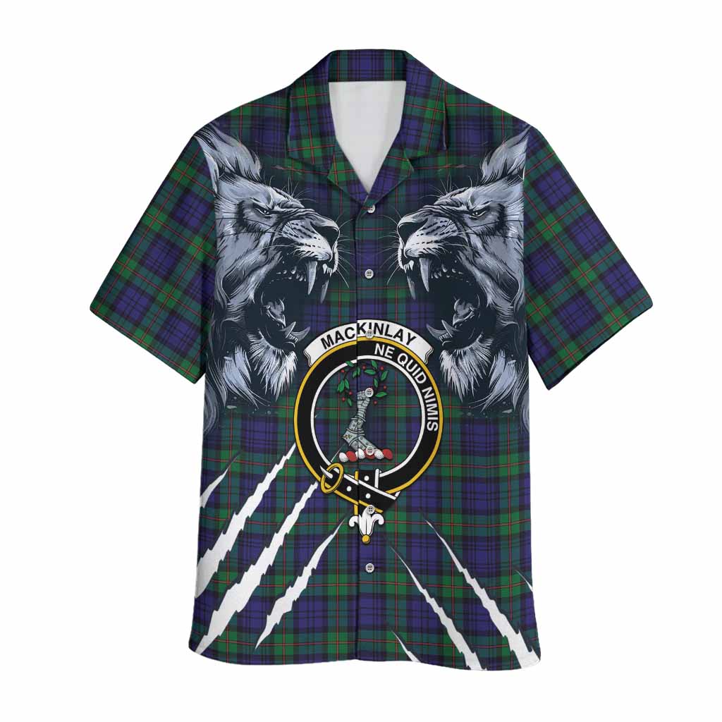 MacKinlay (McKinlay) Tartan Crest Hawaiian Shirt Ferocious Lion Style