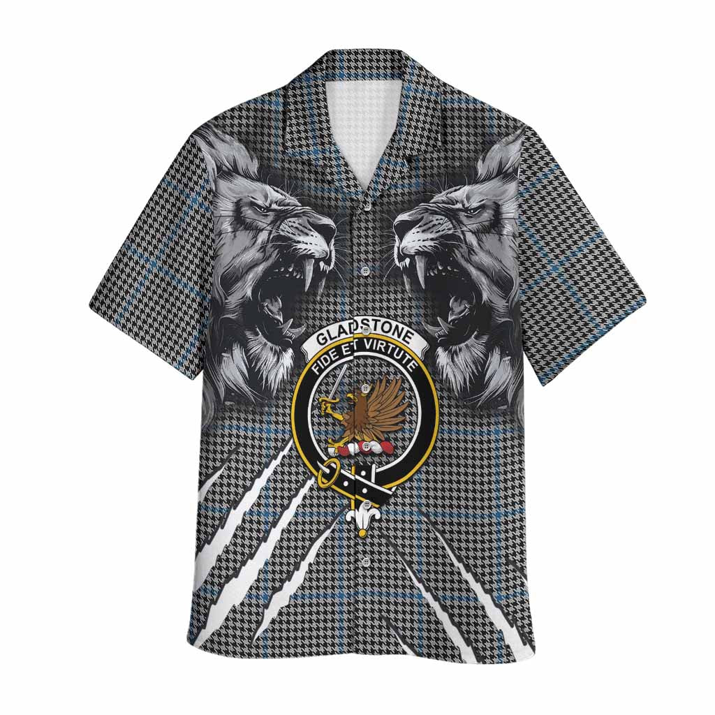 Gladstone (Gladstanes) Tartan Crest Hawaiian Shirt Ferocious Lion Style