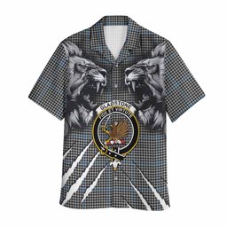 Gladstone (Gladstanes) Tartan Crest Hawaiian Shirt Ferocious Lion Style