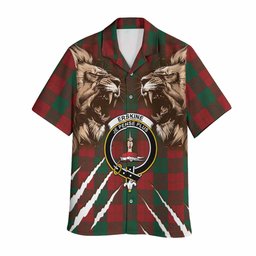 Erskine Tartan Crest Hawaiian Shirt Ferocious Lion Style