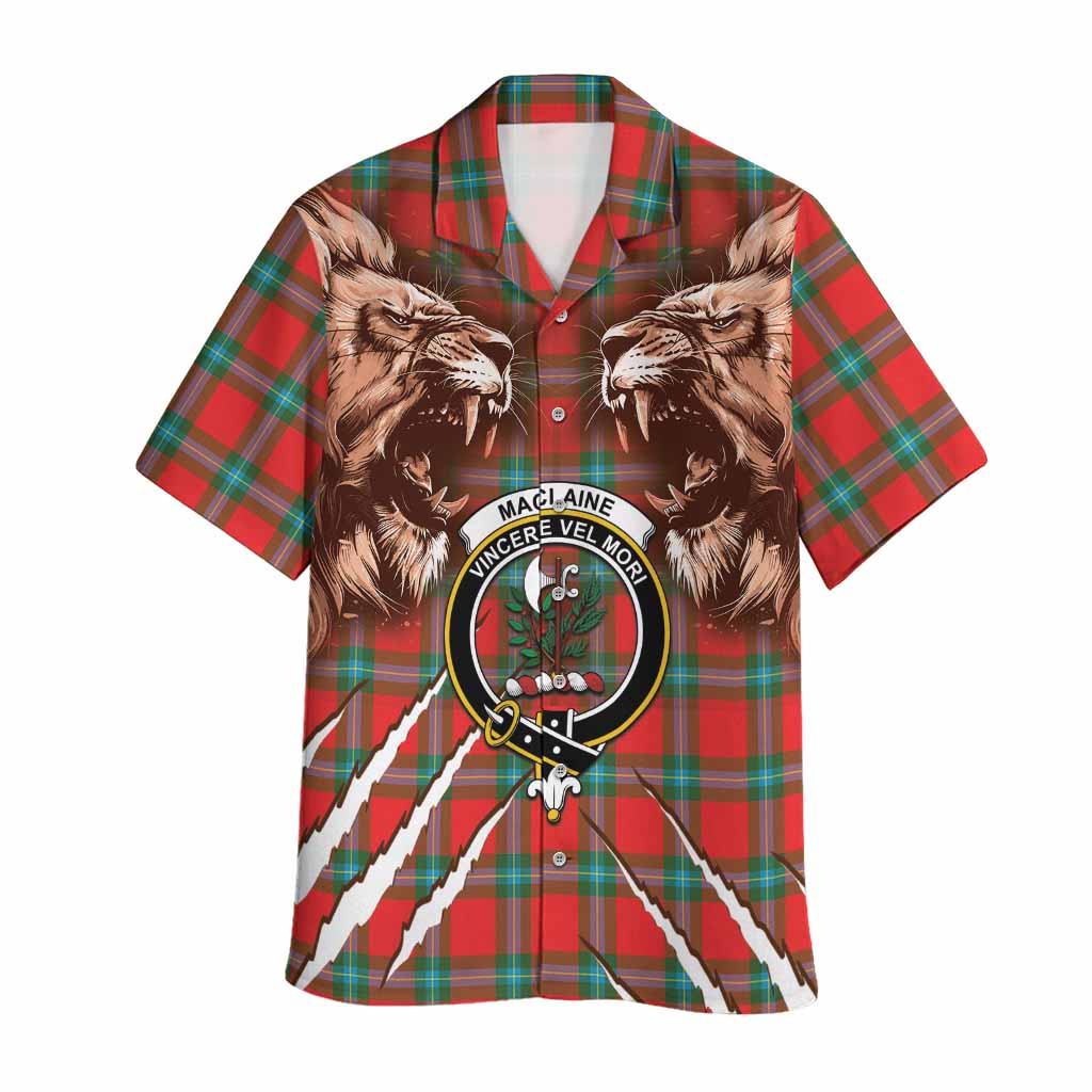 MacLaine (McLaine) Tartan Crest Hawaiian Shirt Ferocious Lion Style