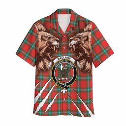 MacLaine (McLaine) Tartan Crest Hawaiian Shirt Ferocious Lion Style