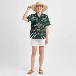 Haliburton Tartan Crest Hawaiian Shirt Ferocious Lion Style