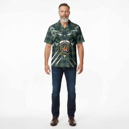 Mow Tartan Crest Hawaiian Shirt Ferocious Lion Style