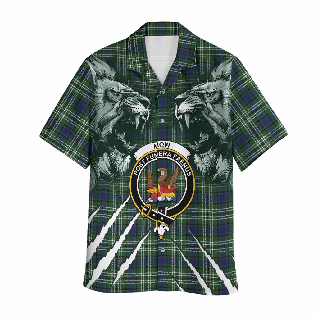 Mow Tartan Crest Hawaiian Shirt Ferocious Lion Style