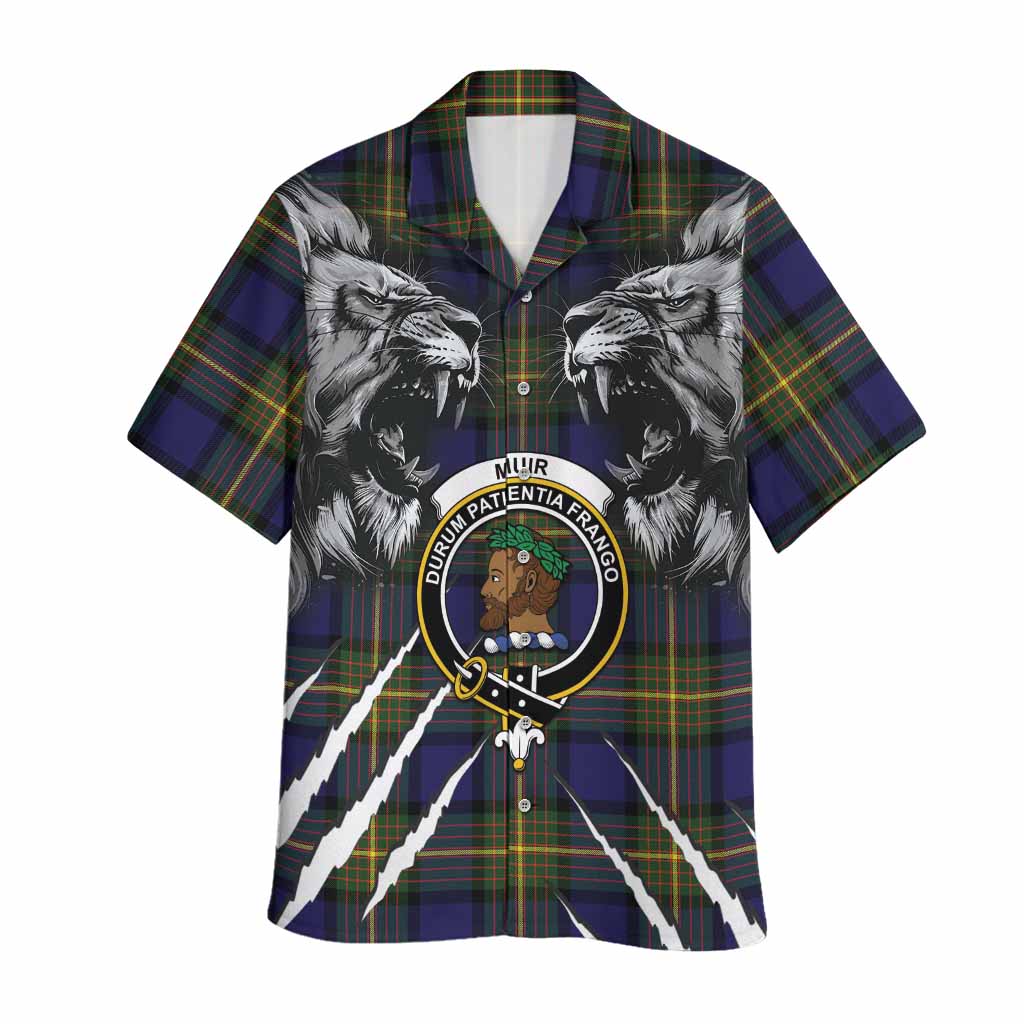 Muir Tartan Crest Hawaiian Shirt Ferocious Lion Style
