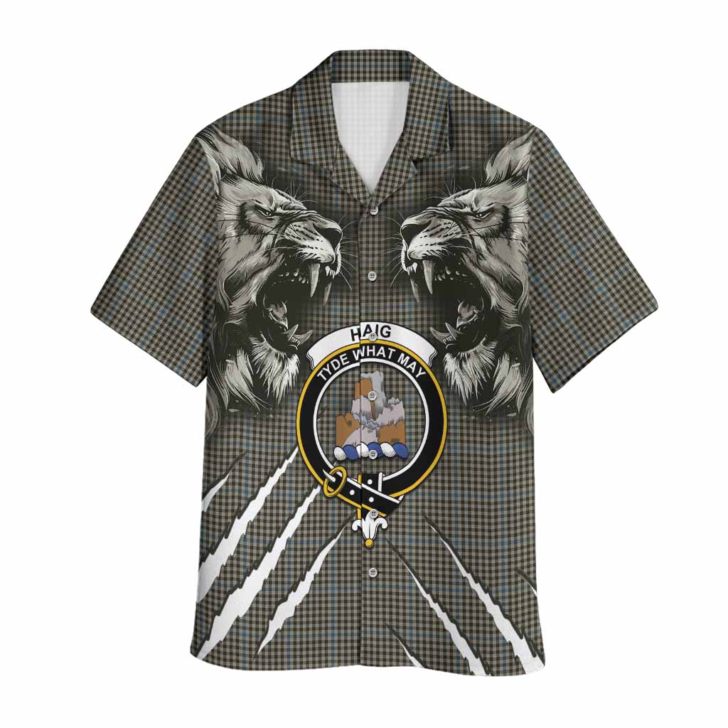 Haig Tartan Crest Hawaiian Shirt Ferocious Lion Style