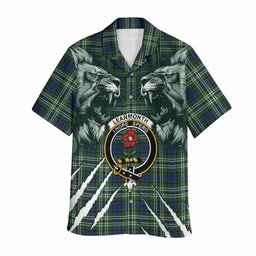 Learmonth Tartan Crest Hawaiian Shirt Ferocious Lion Style